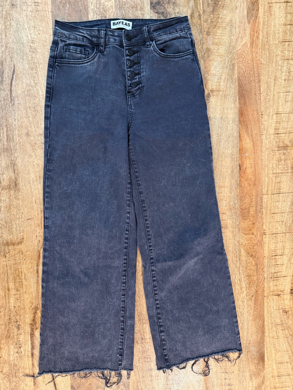 BAYEAS High Rise Wide Leg Denim Jeans - Graphite